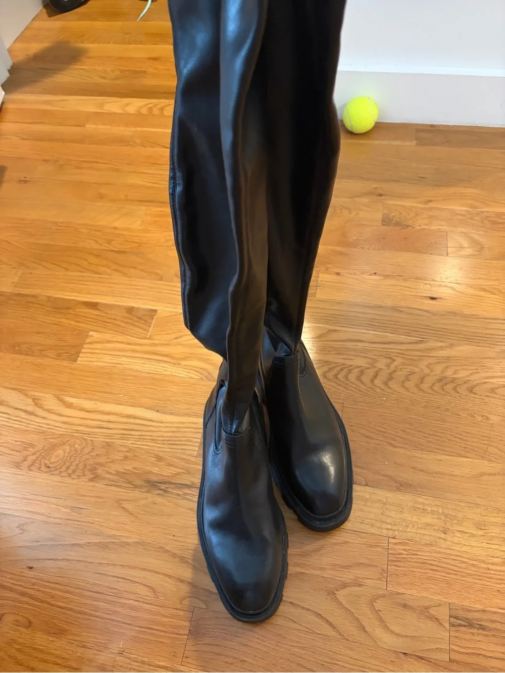 Ash Black Over-the-Knee Lug-Sole Boots
